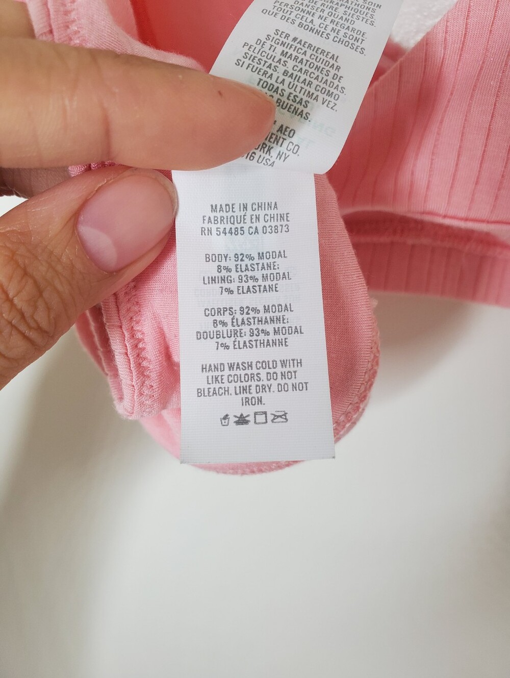 Aerie Pink Modal Ribbed Triangle Bralette - Picture 5 of 5